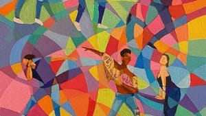 A colorful mixed-media collage of illustrating photographs of salsa dancers.