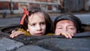 Wieckiewicz as Socha (right), with Milla Baekowicz: Choosing to be human.
