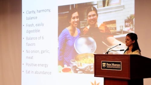Madhuri Sharma of Masala Meals, a family-owned spice company, discusses the Ayurvedic
principles of Karnatakan traditional cooking.