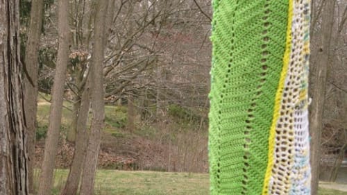 East Brook Bridge: After careful measurement, fabric artist Melissa Maddonni Haims creates the panels and stitches them into place.