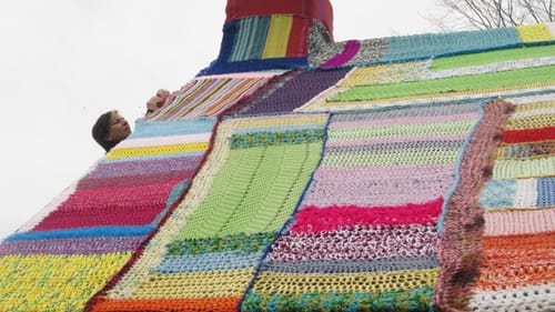 East Brook Bridge: After careful measurement, fabric artist Melissa Maddonni Haims creates the panels and stitches them into place.