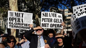 Protesters at the Met: What makes this production different? (Photo: Marla Diamond/WCBS 880)