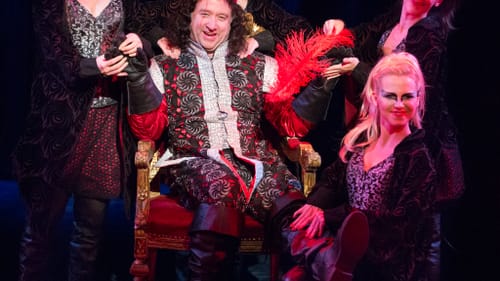 The Evil Lord Guido (Pryor) and his hench-falcons. (Photo by Mark Garvin)