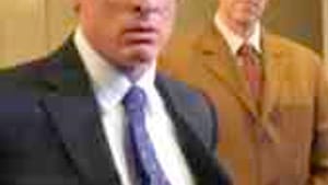 McCarty (as Bush), Schmitz: Satire, or dead-on imitation? (Photo: Seth Rozin.)